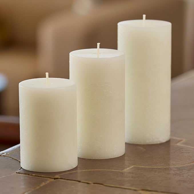 White Scented Pillar Candles Set of 3, 3x4, 3x5, 3x6 White Candles, Gardenia Pilar Scented Candle, Ideal as Wedding, Parties, Spa, Dinner, Home Decor, Church
