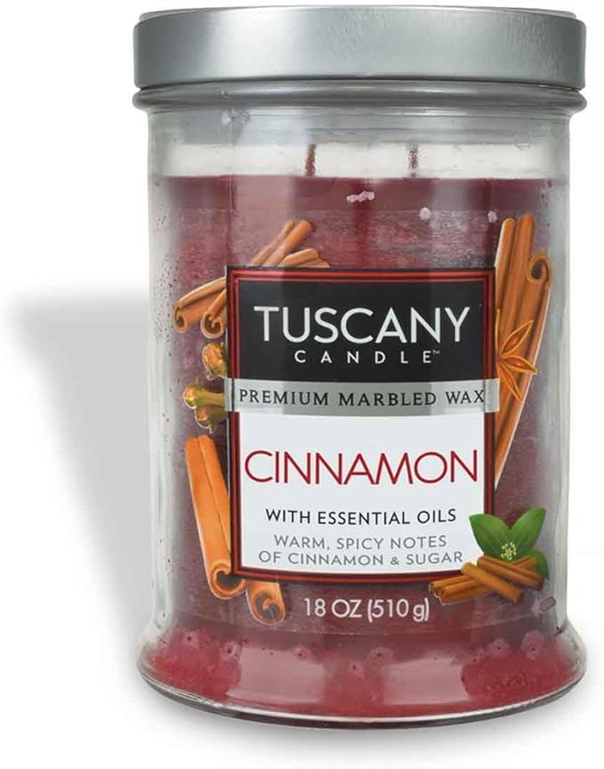 Tuscany Candle Cinnamon Long-Lasting Scented Jar Candle, 18 oz