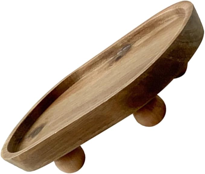 Wooden Serving Tray Makeup Organizer Cosmetics Storage Plate Aromatherapy Display Tray Jewelry Dish for Entryway and Desk Décor