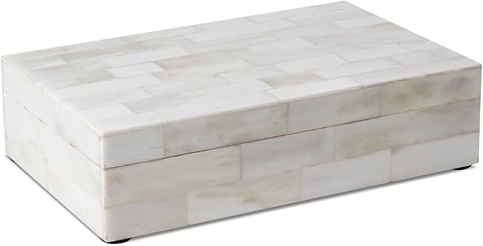 Handicrafts Home Decorative Storage Box with Lid- 8x5x2” Small Keepsake, Trinket Box, Memory Box- Decorative Boxes for Home Decor, Centre Table, Giftable Storage Accent- Classic Plain- White