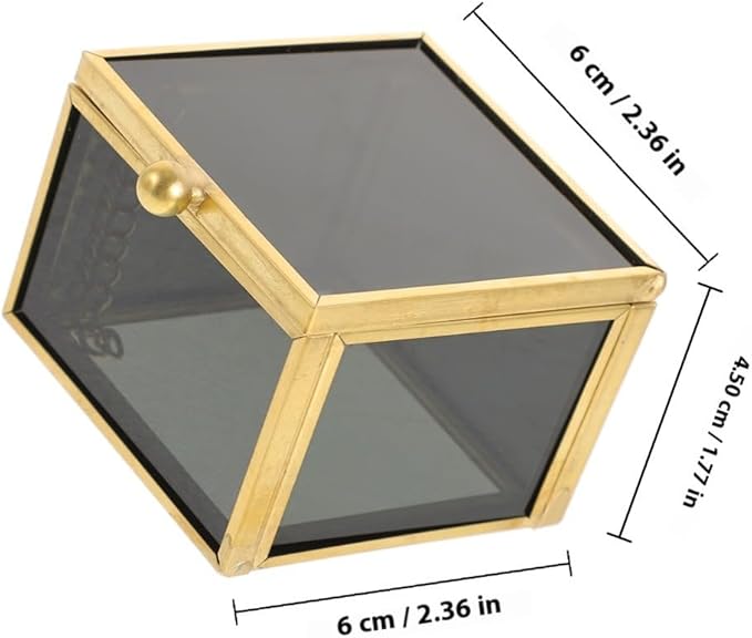 Vintage Square Glass Jewelry Storage Box Elegant Keepsake Organizer for Makeup and Trinkets Stylish Decorative Storage for Women