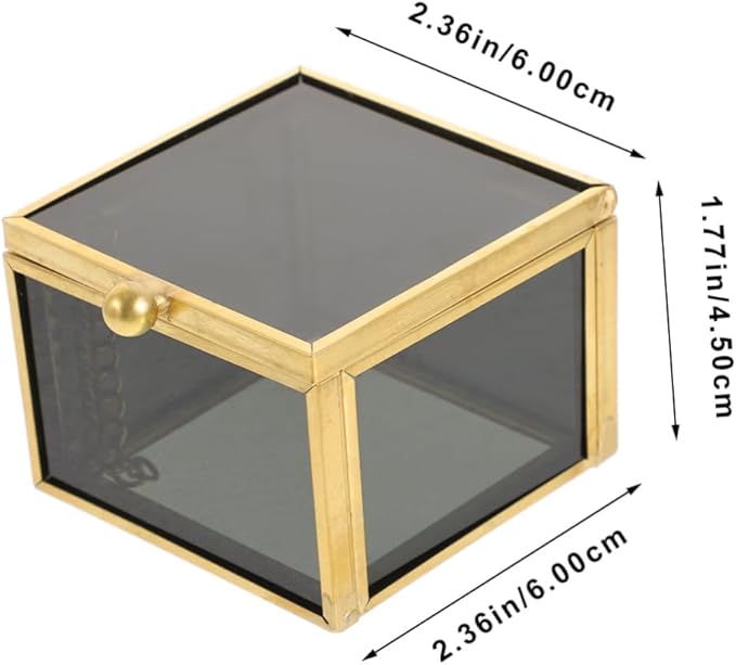 Healifty Square Glass Jewelry Box Lid Modern Decorative Organizer for Cosmetics and Accessories Multi-functional Keepsake Storage Container