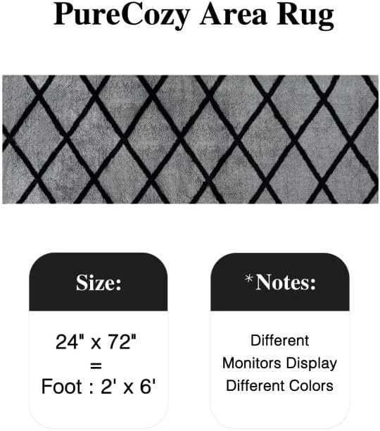 PureCozy 2x6 Checkered Rug Grey and White Modern Soft Area Rug Fluffy Non-Slip Carpet for Bedroom Living Room Playroom Home Aesthetic Decor