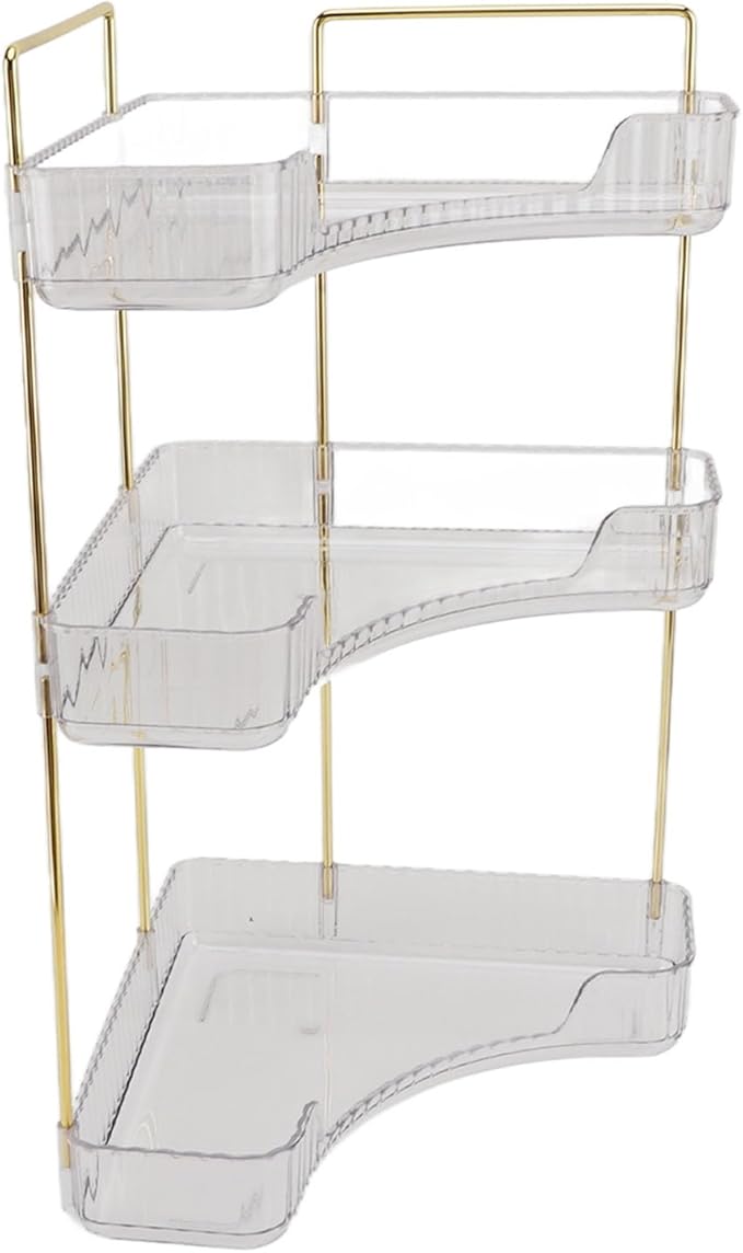 Fabater Corner Makeup Bathroom Organizer Modern Easy Access Makeup Organizer Rack for Bedroom (Transparent)