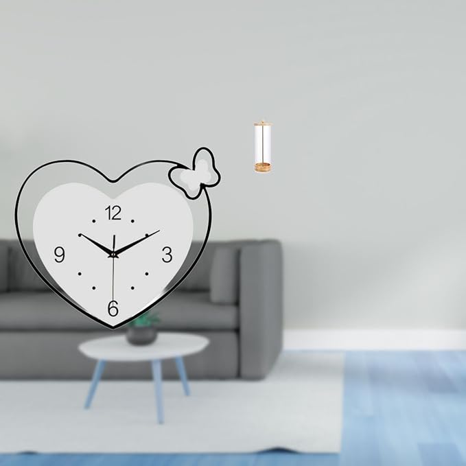 Baoblaze Acrylic Wall Clock and Straw Organizer Creative Design for Study Room Cafe Office Makeup Brushes Bar Counter Home Decor