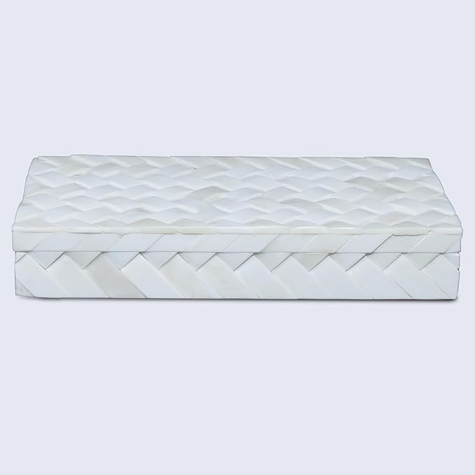 Handicrafts Home Large Decorative Storage Box 12x6– Coffee Table Organizer Box, Modern Home Décor Accent, Keepsake Memory Box, Jewelry Storage Box, Boho Decorative Box with Lid for Shelf, Mantle Decor