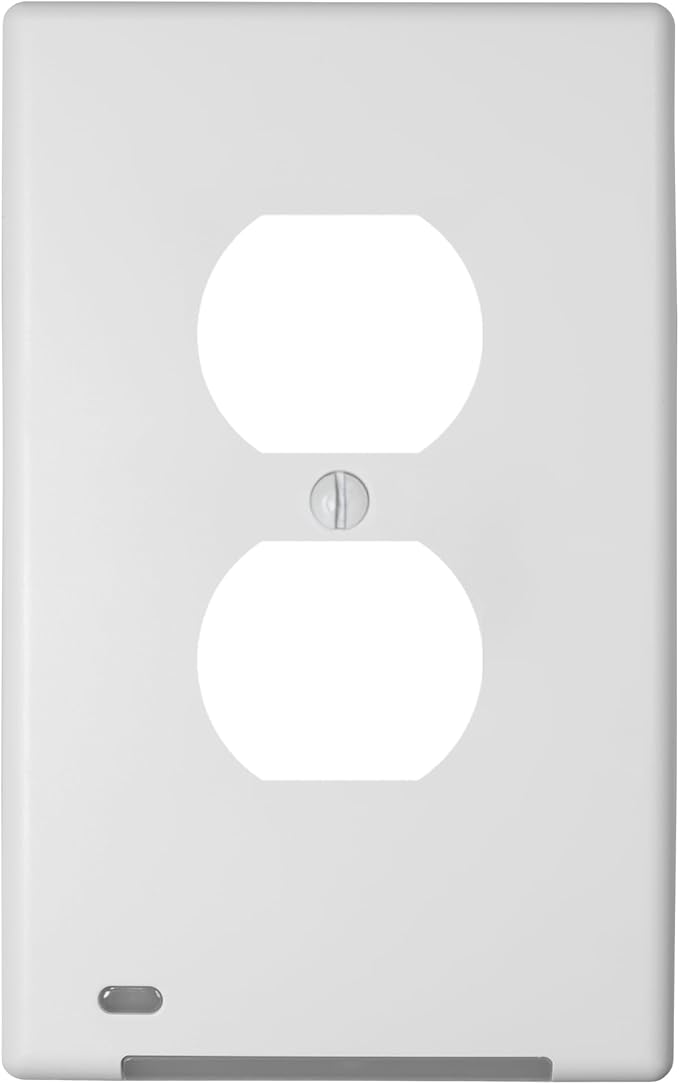 AMERELLE Universal LumiCover Wallplate with Built-In Night Light, Standard Duplex, White, 4-Pack - Easy DIY Installation, Convenient Low-Profile Design, for GFCI Outlets