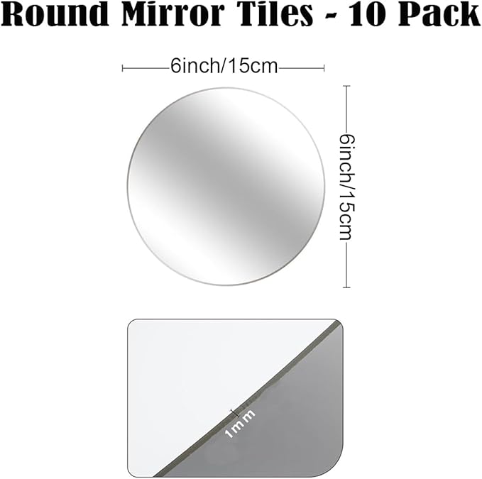 10 Pack Round Mirrors for Centerpieces, 6" Small Circle Mirror Centerpieces for Tables, Mirror Tiles for Wall Table Wedding Centerpieces Mirror Plates for Candle Wedding Decorations (6inch/15cm)