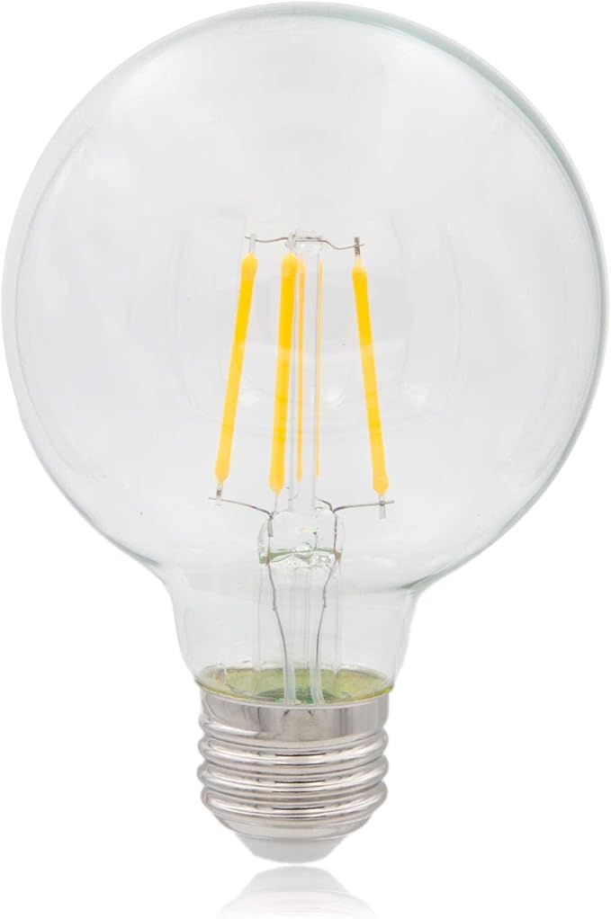 Maxxima G25 LED Light Bulb Globe Filament Bulb - 40 Watt Equal, 500 Lumens 2700K Warm White, E26 Standard Edison Vanity Bulb, Great for Kitchen, Living Room, and Bathroom, Non-Dimmable, 120V - 6 Pack