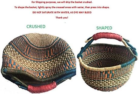 XL Bolga African Bolga Basket Fair Trade Ghana Baskets toys Egg baskets -17"-18" Across (COLORS VARY) 1 EA