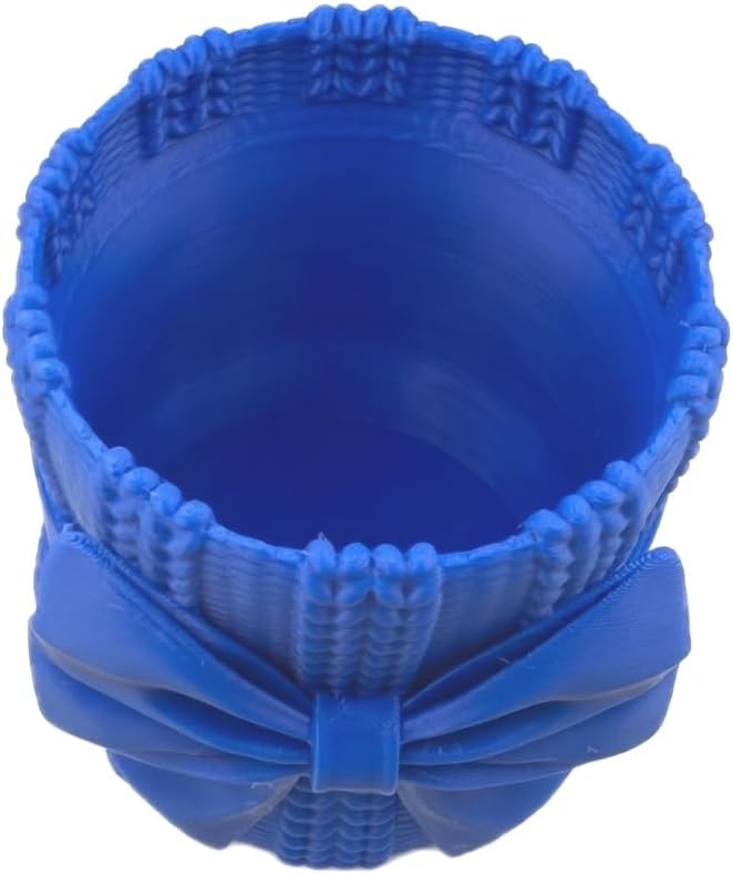 Knitted Bowknot Makeup Brush Holder, Cute Bow Vase, Pen Organizer for Kitchen, Bathroom or Office (Blue)