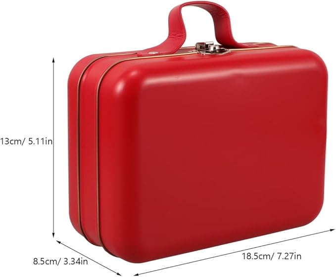 VALICLUD Mini Suitcase Storage Box with Handle 7.28X5.11X3.34In Portable Tinplate Organizer for Travel Makeup Toys and Jewelry Vintage Decorative Storage Case