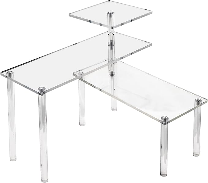 ELEGANTLIFE Acrylic Display Riser Stand – 3 Tier Clear Shelf for Funko POP, Amiibo, Figures, Collectibles, Cupcakes, Perfume, Skincare Organizer