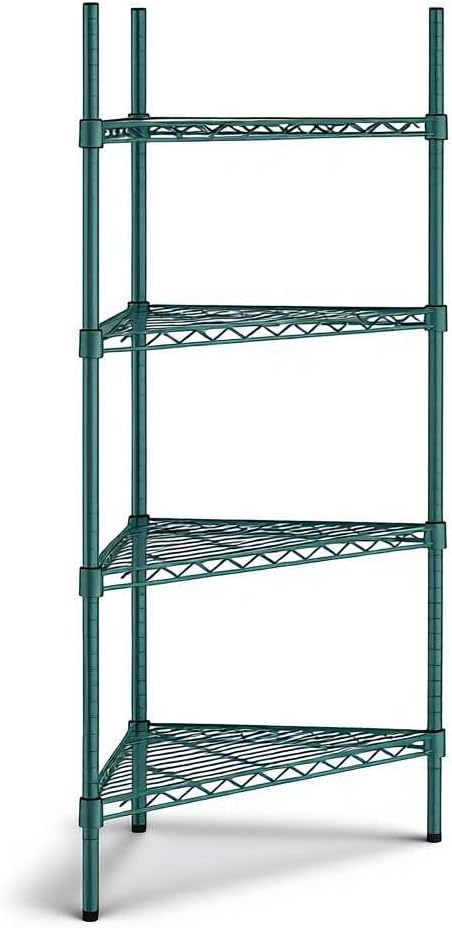 25" W x 18" D x 54" H NSF Green Triangle Heavy Duty Corner Shelving Kit, 4-Shelf Adjustable Wire Rack