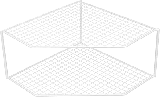 IMIKEYA Pot Storage Rack Vanity Accessories Pan Corner Shelf Kitchen Cabinet Shelf Casserole Storage Corner Cookware Shelf Pan Organizer Rack Pans Wrought Iron White Makeup Stand Counter