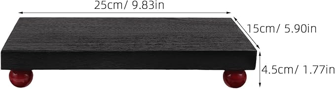 TOYANDONA Wooden Rectangular Fragrance Organizer Tray for Makeup Storage, Medium Black Solid Wood Storage Tray for Bathroom Counter and Dresser Display