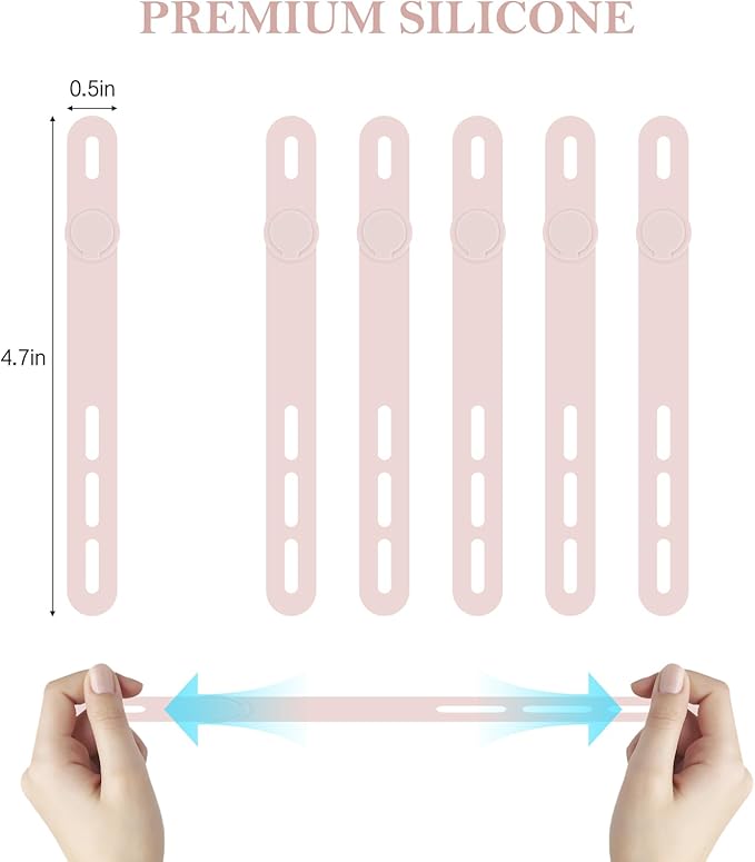 Donruby 30Pcs Silicone Cable Ties - Reusable & Washable with Adjustable Locking Buckles, High Elasticity Cable Management Straps for Home, Office, School, Travel Essential Cord Organizer (Pink)