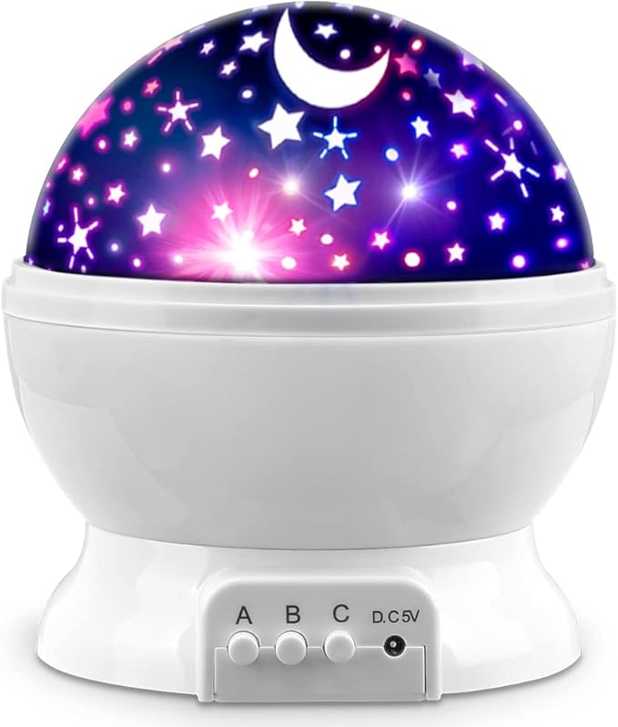 MOKOQI Star Projector Night Lights for Kids, Birthday Gifts for 3 4 5 Year Old Girls and Boys, Projection Lamp for Kids Bedroom Ceiling, Stars and Moon for Child Asleep Peacefully (White)