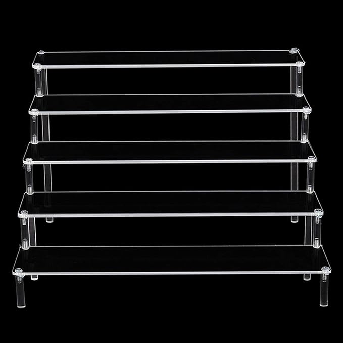 Acrylic Action Figure Display Stand 3 Step Perfume Cupcake Organizer Tray Holder Display Shelf for Makeup Doll - Clear Transparent Toy Model Shelf Risers for - 39.5x41.5cx25cm