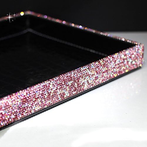 BestblingBling Classic Bling Rhinestone Jewelry or Makeup Storage Box Organizer Display Storage case for Desk or Table (Pink)