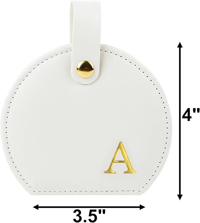 Travel Jewelry Case,Personalized Jewelry Box,Elegant Half-Moon Design with Personalized Golden Initial Case,Personalized Gifts for Women,Jewelry organizer;Personalized Gifts for Women or Friends(A)