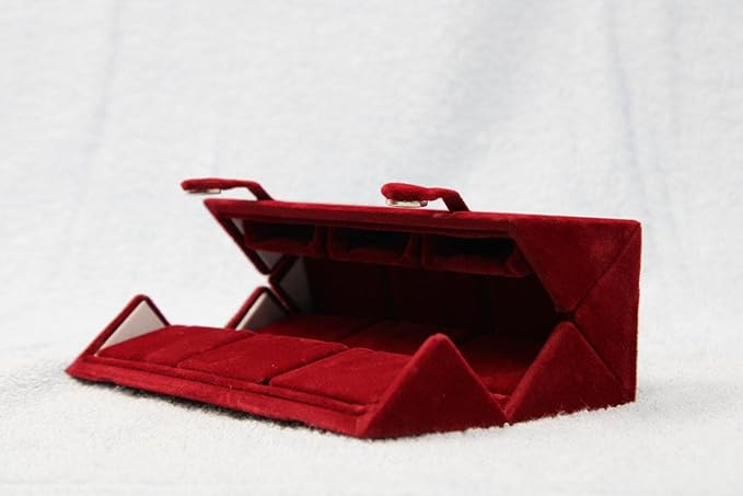atorakushon Maroon Velvet Folding jewellery Vanity Box Make-Up 12 pair Earrings Utility Toiletry Wardrobe Organizer Pouch Set of 2