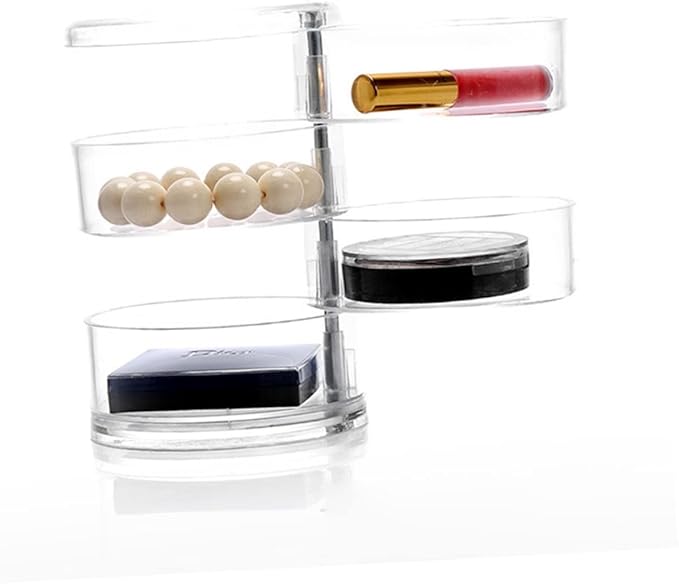 LIFKOME Layer Rotating Desktop Storage Box Acrylic Jewelry Cosmetic Organizer Multi-functional Case for Earrings Rings Beads