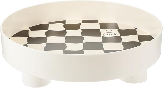 Wakauto Black and White Checkered Decorative Tray Large Makeup and Jewelry Organizer Tray Nordic Style Desktop Vanity Trinket Dish for Home and Bathroom Storage
