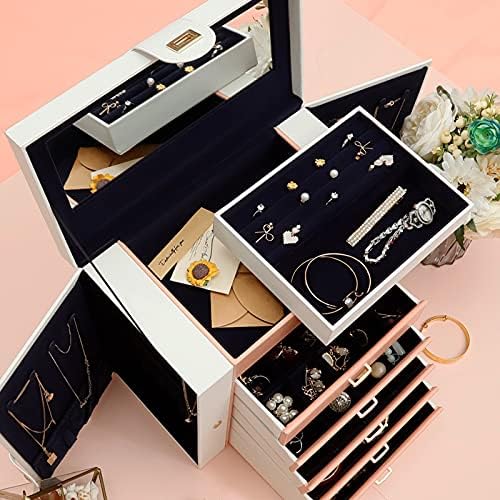 Jewelry Organizer 360 Rotating Transparent Jewelry Organizer Cosmetic Storage Box Earring Necklace Display Makeup Organizer for Woman Jewelry Box