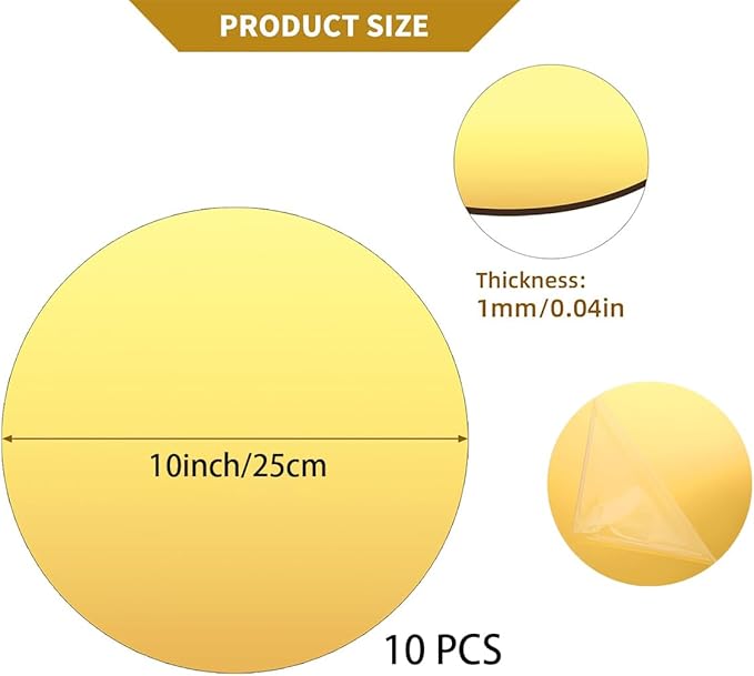 10PCS Gold Round Mirror Centerpieces for Tables Acrylic Circle Mirror Tray Candle Plate for DIY Craft Wedding Birthday Table Decorations Valentine Party Wall Decor (10inch/25cm)