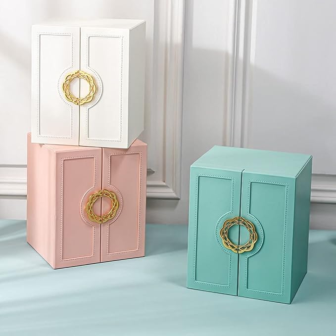 Makeup Organizers Jewelry Box Double Door Five Drawer Storage Box Ring Earring Necklace Bracelet Lipstick Watch Storage Box Built-in Flannel Jewelry Case (Color : A)