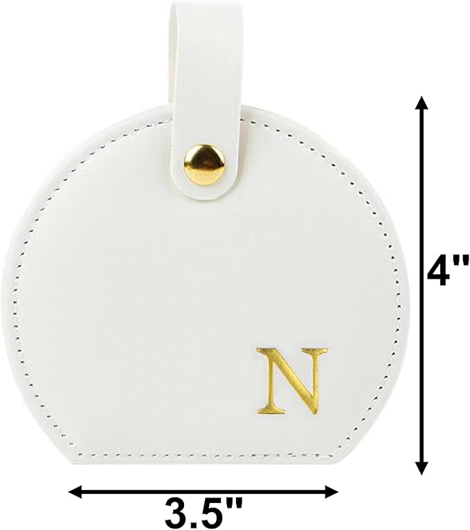 Travel Jewelry Case,Personalized Jewelry Box,Elegant Half-Moon Design with Personalized Golden Initial Case,Personalized Gifts for Women,Jewelry organizer;Personalized Gifts for Women or Friends(N)