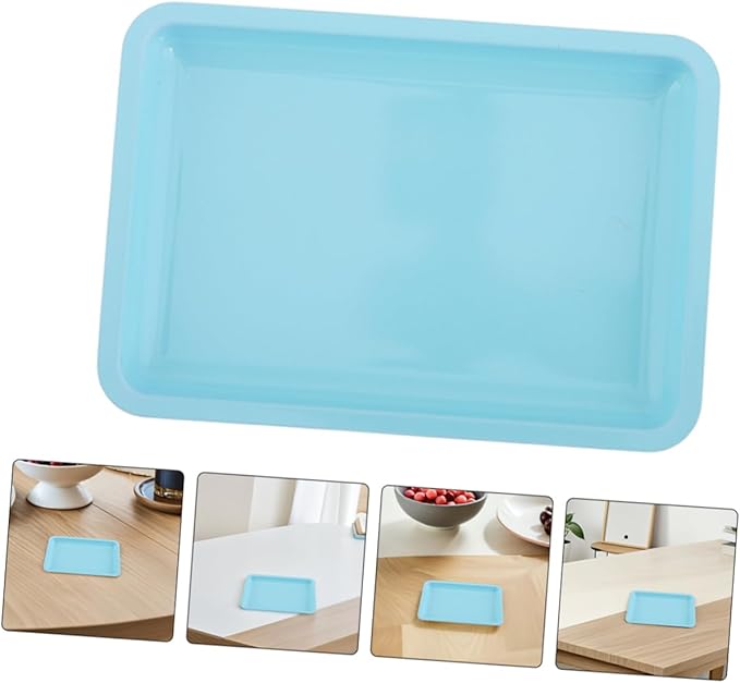 Ipetboom 2pcs Blue Stainless Steel Makeup Organizer Tray Decorative Jewelry Dish for Vanity Small Trinket Storage Plate for Home Easy to Clean Metal Serving Tray