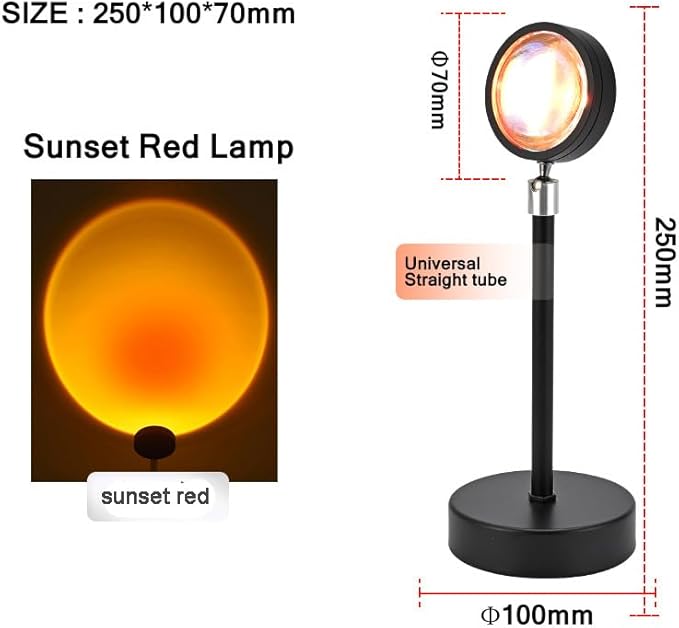 Sunset Projector Lamp,16 Color RGB LED Mood Light with Remote,360°Rotation,Dimmable,Sunset Background,Decorative Night Light for Live Streaming,Photography/Selfie/Party,Bedroom