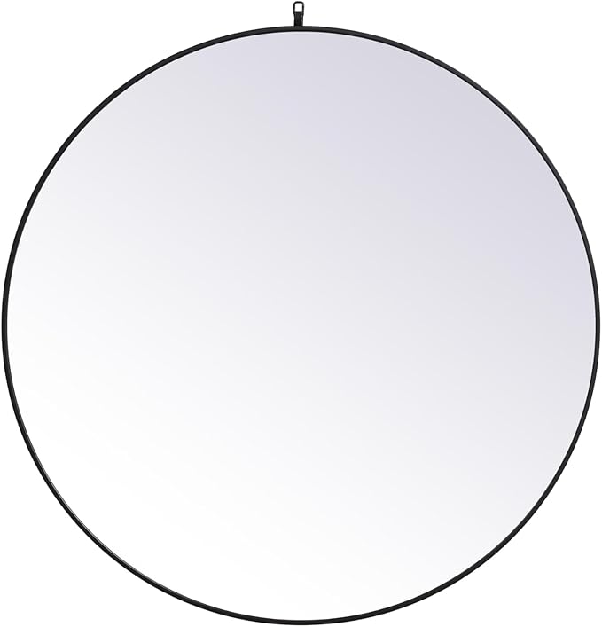 Focus 45x45 Round Wall Mirror, for Bathroom Bedroom Entryway, Black
