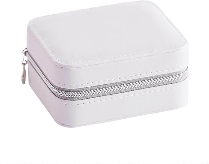 Earrings Ring Jewelry Box Useful Makeup Organizer with Zipper Travel Portable Jewelry Storage Case 1Pcs (Color : White style1)