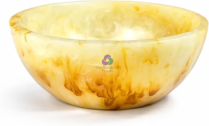 Elegant Handcrafted Resin Bowl – Glossy Amber Finish Decorative & Functional Use | Resin Decorative Bowl Centerpiece Table Decorations, Fruit Basket for Coffee Table, Kitchen Decor (Honey Onyx)