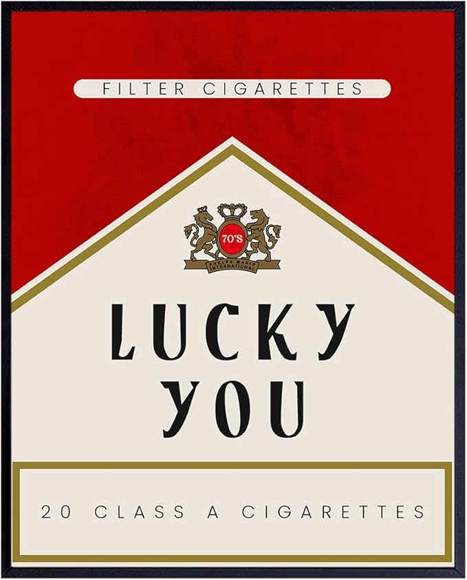 Cute Aesthetic Trendy wall decor - Lucky You Gallery Wall Art & Decor - 70s Retro Vintage Minimalist Modern art - Funky Decor - Maximalist Eclectic Home Decor - Preppy Positive Quotes Posters 8x10