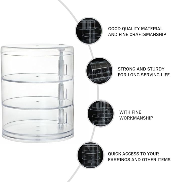 Healeved 1pc Multi-layer Rotating Jewelry Storage Box Compact Desktop Organizer for Cosmetics Versatile Display Case for Home and Shop Use Practical