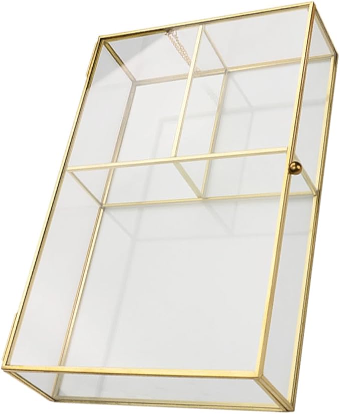Makeup Organizer Case Small Jewelry Organizer Box Glass Display Case for Necklace Earrings Brooch Hair Clip for Women Girls