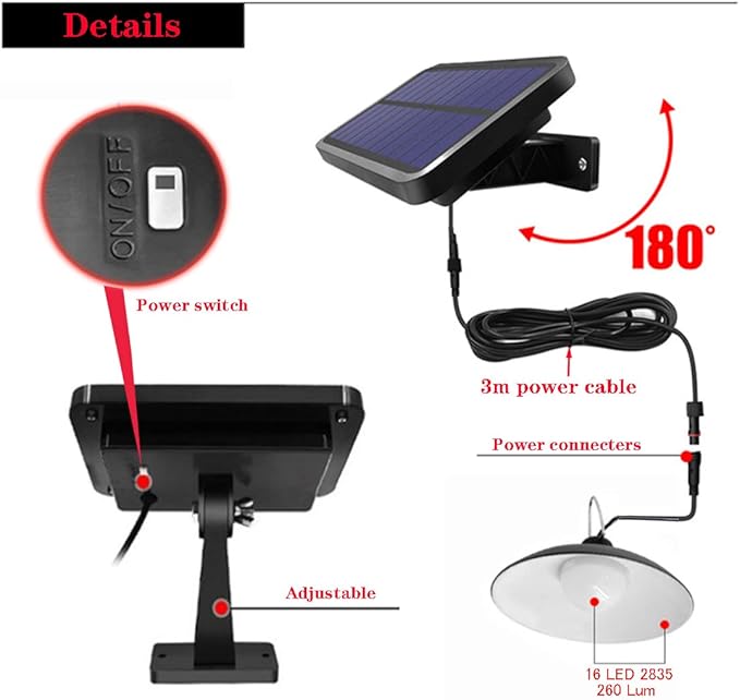 ABZXT Solar Pendant Lights Upgraded Bulb Lights IP65 Waterproof Dusk to Dawn Auto Lamp with Remote Controller for Outdoor Shed Barn Chicken Coop Bullpen Pig Pen Stables Tents etc(Single Lamp)