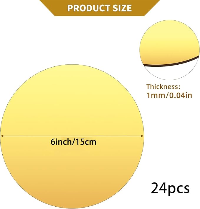 24PCS Gold Round Mirror Plates for Centerpieces, 6" Flat Gold Circle Mirror Trays for Table Decor, Acrylic Mirror Candle Plates for Table Centerpieces, Wedding Party Event Decorations, Home Decor