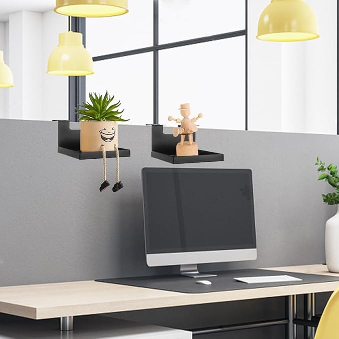 Office Small Cubicle Shelf Storage Organizer Floating Corner Rack Hanging Mini Shelf Adjustable Home Office Essentials for Small Planter Statue Decor Photo Frame 2 Pack