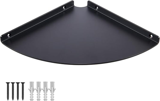 11 Inch Corner Shelf - Heavy Duty 3.0mm Aluminum Alloy Wall Mounted Floating Shelf for Bathroom, Kitchen, Living Room, Office, Bedroom & Dorm - Black