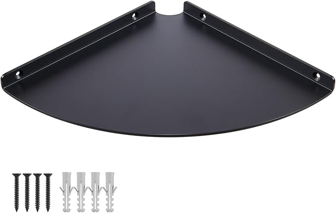 Corner Shelf - Heavy Duty 3.0mm Aluminum Alloy Wall Mounted Floating Shelf for Bathroom, Kitchen, Living Room, Office, Bedroom & Dorm - Black