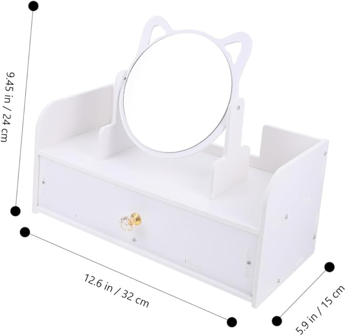 Makeup Mirror Storage Box Desktop Cosmetic Vanity Portable Makeup Organizer