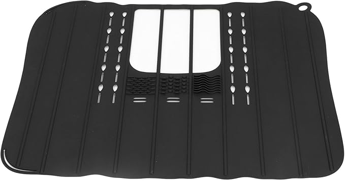 21x16in Silicone Makeup Organizer Mat with Hanging Loop, Bathroom Sink Cover for Counter Space, Heat Foldable Sink Cover for RV Travel Must Haves Accessories