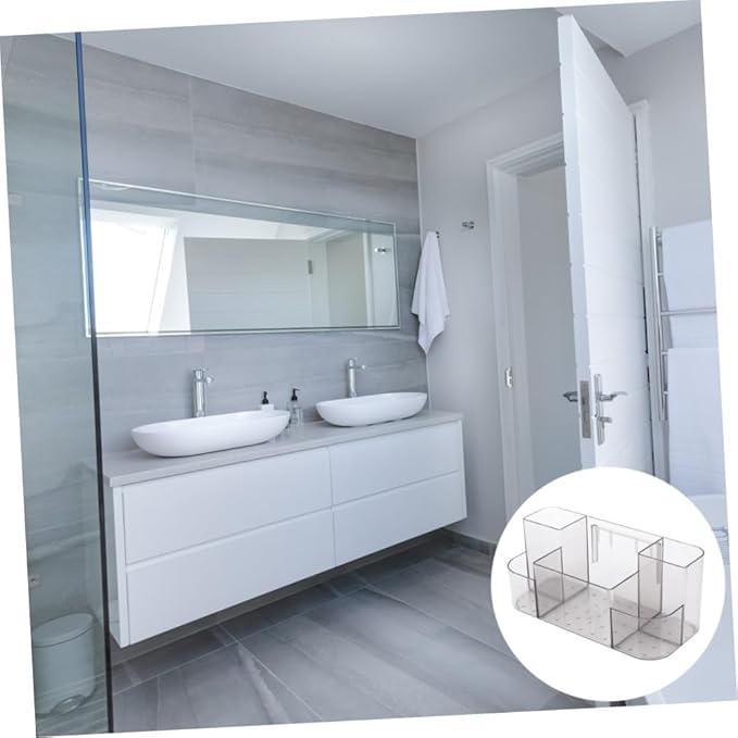 Cabilock 1pc Wall-mounted Makeup Organizer Non-perforated Hanging Cosmetic Storage Box Semitransparent Design for Bathroom Hotel Use Easy Installation Space-saving and Strong Adhesion