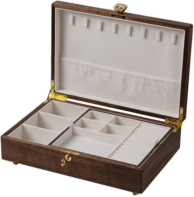 Makeup Organizers Jewelry Box Simple Retro Storage Box Ring Earring Necklace Bracelet Watch Storage Box Wooden Jewelry Box 13.38 Inch Jewelry Case