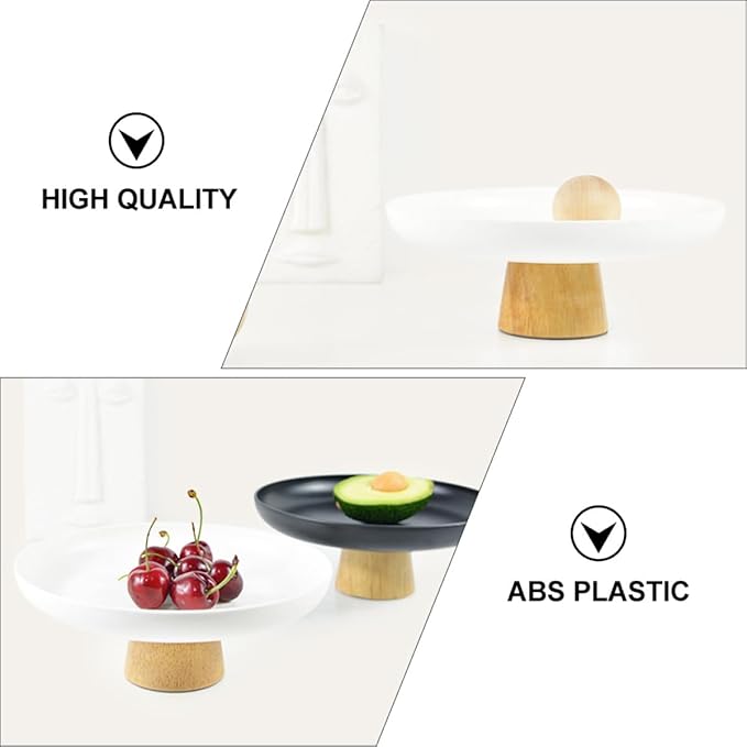 PartyKindom Cute Makeup Organizer Jewelry Display Tray Art Supply Storage Round Desktop Tray Abs Bamboo Material